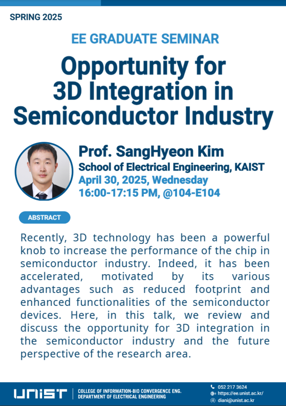 EE Graduate Seminar(Opportunity of Monolithic 3D integration)