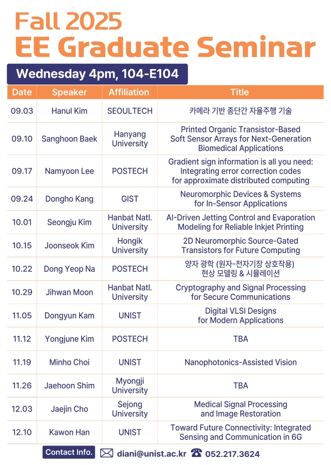 EE Graduate Seminar(Cryptography and Signal Processing for Secure Communications)
