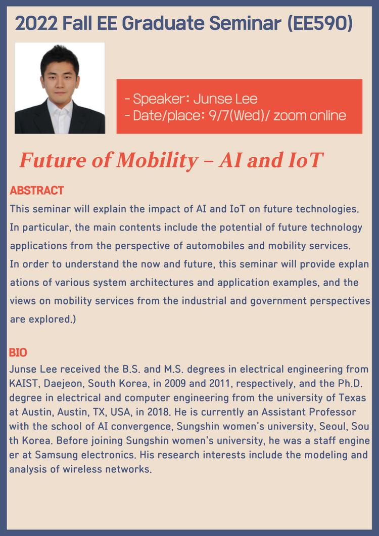 EE graduate seminar(EE590) for fall 2022