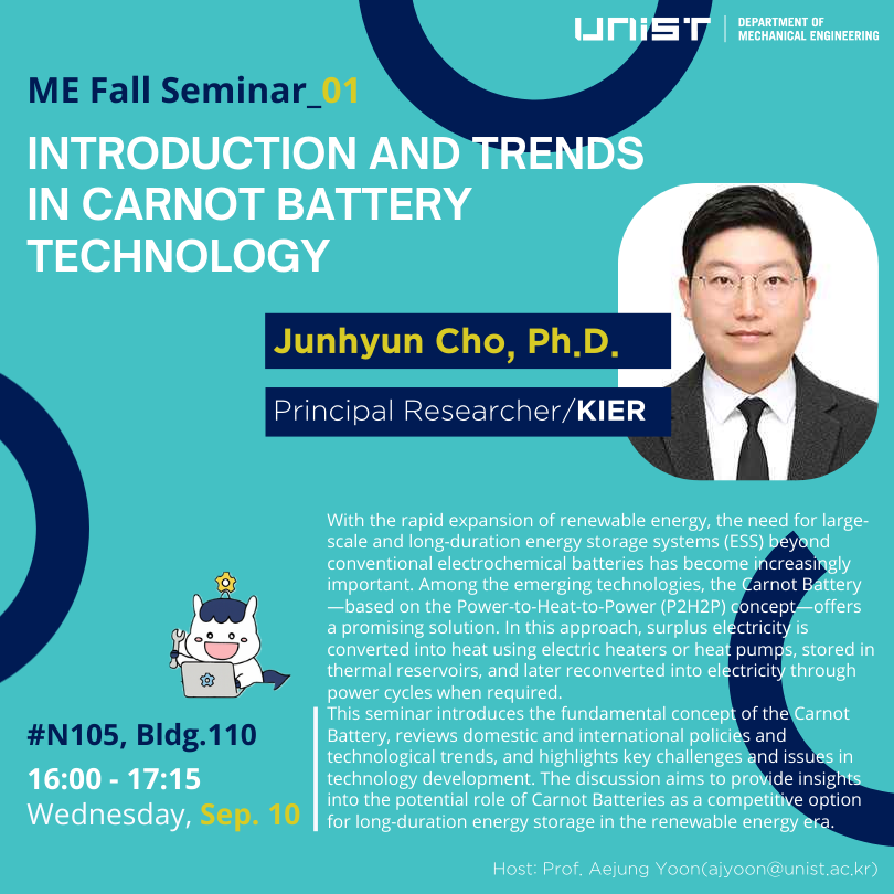 [ME Fall Seminar_01] "Introduction and Trends in Carnot Battery Technology"(9/10)