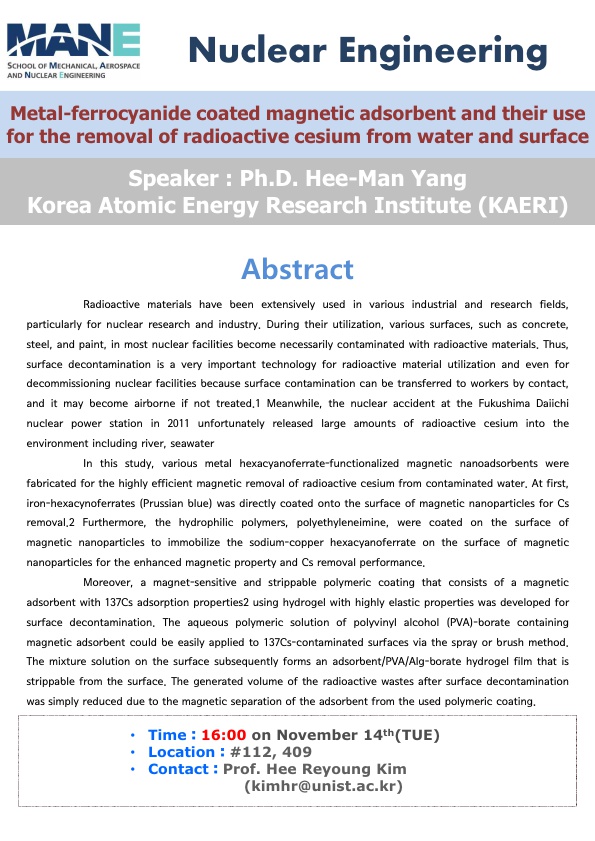 [NUE] Metal-ferrocyanide Coated Magnetic Adsorbent and ...