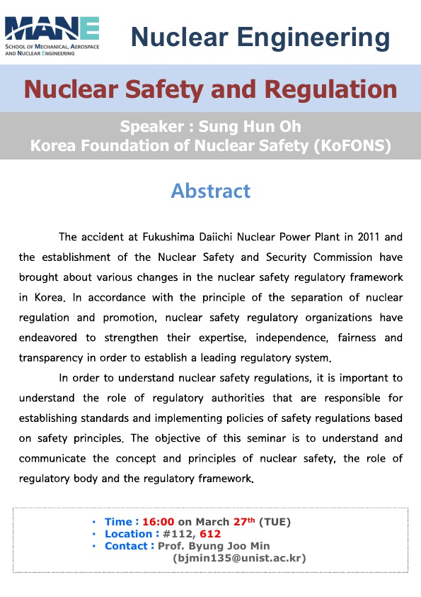 [NUE] Nuclear Safety and Regulation