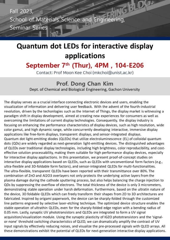 Quantum dot LEDs for interactive display applications