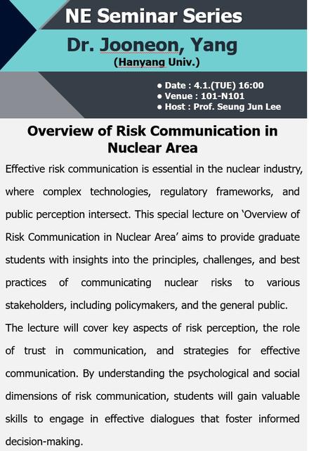 Overview of risk communication in nuclear area - Jooneon Yang(Hanyang Univ.)